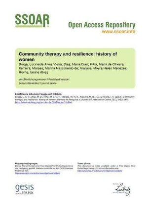 Community therapy and resilience: history of women