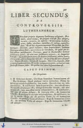 Liber Secundus De Controversiis Lutheranorum.