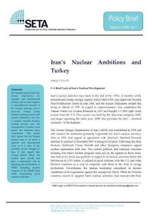 Iran’s nuclear ambitions and Turkey