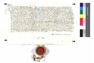 Lehenrevers des Kaspar Heinrich Heinrich Christoph von Woellwarth zu Lauterburg für sich und seine Brüder gegen Propst Johann Jakob zu Ellwangen über den Mantelhof, Hofherrnhof, Affalterried, Rötenberg (Rettenberg), Treppach, Ober- und Unterrombach, das Fischwasser zu Unterböbingen die Rems gen. und den Klotzbach