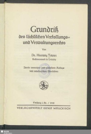 Grundriß des sächsischen Verfassungs- und Verwaltungsrechts