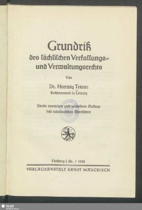 Grundriß des sächsischen Verfassungs- und Verwaltungsrechts