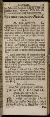 Von dendreyen Haupt-Stände. - Reise-Lieder.