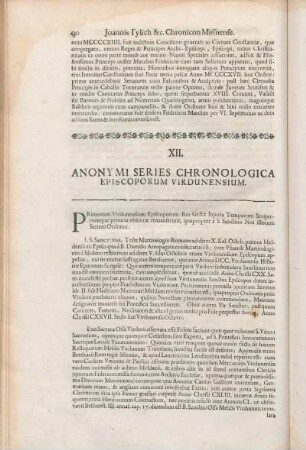 XII. Anonymi Series Chronologica Episcoporum Virdunensium.