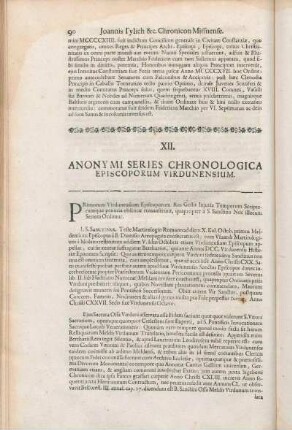 XII. Anonymi Series Chronologica Episcoporum Virdunensium.