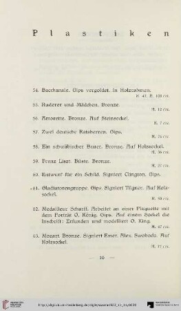 Plastiken (Nr. 54-70)