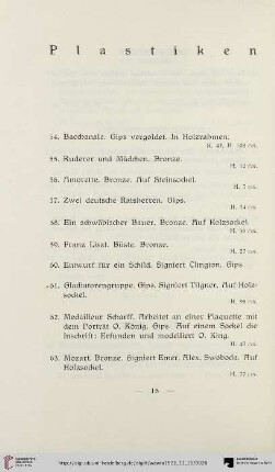 Plastiken (Nr. 54-70)