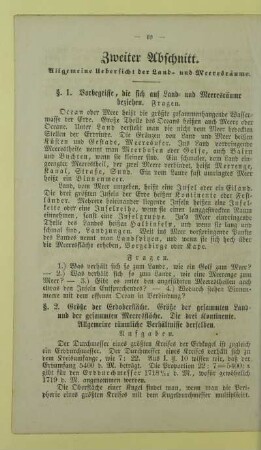 Zweiter Abschnitt. Allgemeine Uebersicht der Land- und Meeresräume