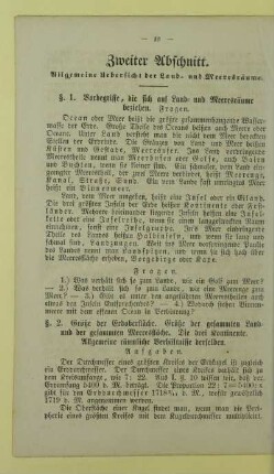Zweiter Abschnitt. Allgemeine Uebersicht der Land- und Meeresräume