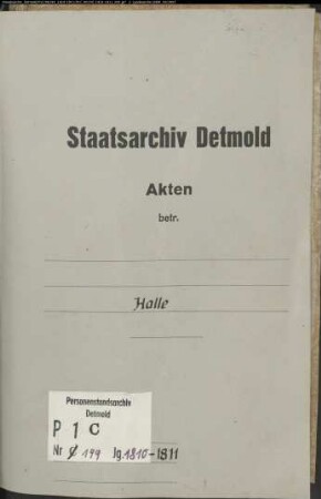 Belegakten zum Heiratsregister der evangelischen Gemeinde Halle, Kreis Halle (1810-1811)