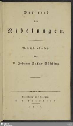 Das Lied der Nibelungen