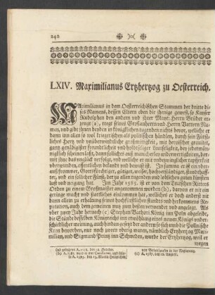 LXIV. Maximilianus Ertzhertzog zu Oesterreich