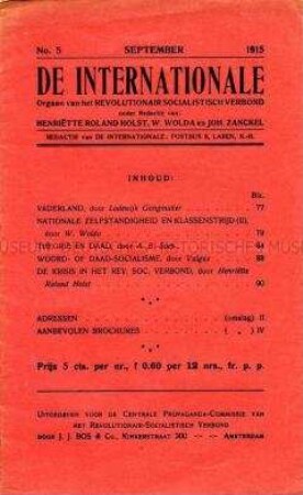 Monatsschrift der Niederländischen Sozialisten Nr. 5/1915
