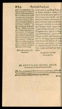 In Epistolam Iacobi, Argumentum ...