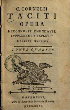 C. Cornelii Taciti Opera. 4, Germania, Agricola, Dialogus De Oratoribus, Indices