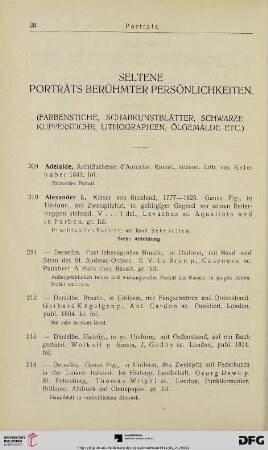 Seltene Porträts berühmter Persönlichkeiten (Farbenstiche, Schabkunstblätter, schwarze Kupferstiche, Lithographien, Ölgemälde etc.) (Nr. 209-517)