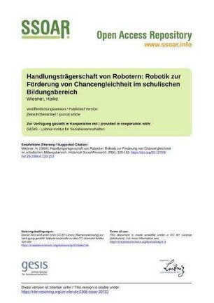 Handlungsträgerschaft von Robotern: Robotik zur Förderung von Chancengleichheit im schulischen Bildungsbereich