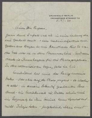 Brief von Edith Andreae an Georg Kolbe