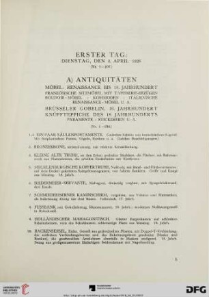 A) Antiquitäten (Nr. 1-156)