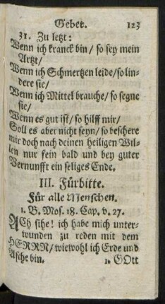 III. Fürbitte. Für alle Menschen.