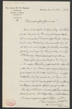 Brief an B. Schott's Söhne : 19.05.1917