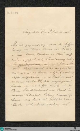 Brief von Felix Draeseke an Karl Pohlig, 1901 - K 2414