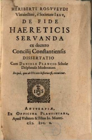 De fide haereticis observanda ... dissertatio