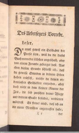 Des Uebersetzers Vorrede.