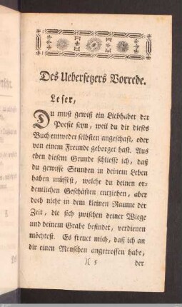 Des Uebersetzers Vorrede.