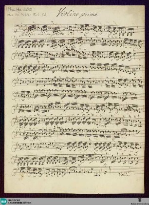 Symphonies. Fragments - Mus. Hs. Molter Anh. 23 : E|b; BrinzingMWV 7.Anh.1