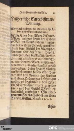 Ob die Papisten ihre Aufsätz dem Wort Gottes gleich schätzen?