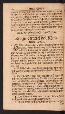 Kriegs-Artickel deß Königreichs Polen.