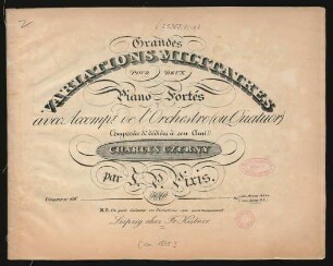 Grandes variations militaires : pour deux pianofortés avec accompt. de l'orchestre (ou quatuor) ; oeuvre: 66. ; on peut éxécuter ses variations sans accompagnement