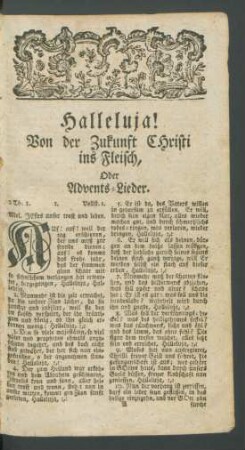 Von der Zukunft Christi ins Fleisch, Oder Advents-Lieder