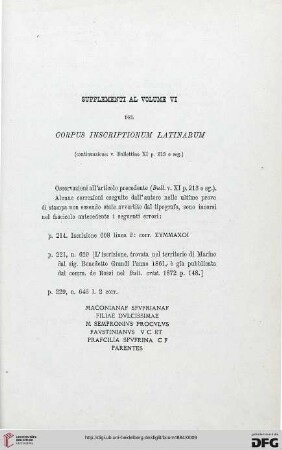 12: Supplementi al volume VI del corpus inscriptionum latinarum, [9]