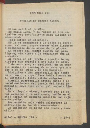 Capítulo VII - Pruebas de cambio radical