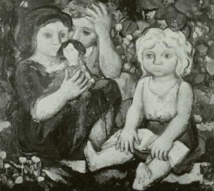 Drei Kinder im Garten