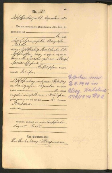 Standesamtsbuch der Stadt Aschaffenburg: Geburten 365/1900 - 184/1901