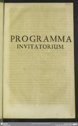 Programma Invitatorium