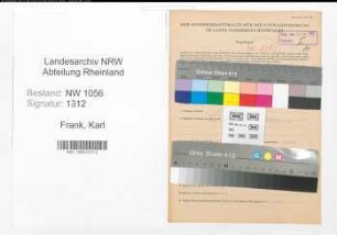 Entnazifizierung Karl Frank , geb. 08.02.1901 (Arbeiter)