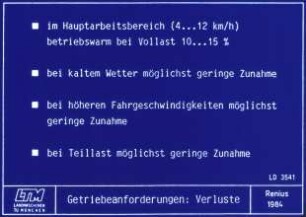 Getriebeanforderungen: Verluste