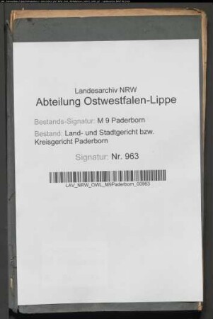 Rezeß über die Spezialteilung der Schweller und Winkhausener Gemeinheiten
