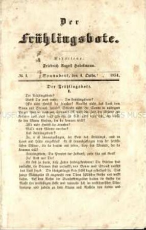 Der Frühlingsbote auf das Jahr 1851