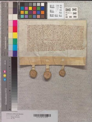 Derselbe bezeugt, daß Echard vom Busche, Knappe, dem Kloster Marienfeld Land bei der Lymbergheschenwellen zu Bielefeld gegeben habe. Vertreter des Klosters: Bursar Johann Polhem, Albert Post, Weinmeister. Zeugen: Johann Top, Hermann Top, Hermann vom Broke und Johann Bars.