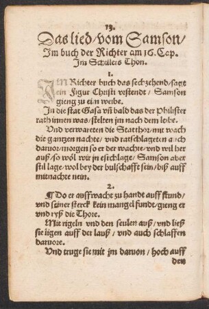 Das lied/ vom Samson/ || Jm buch der Richter am 16. Cap. || Jm Schillers Thon. ||