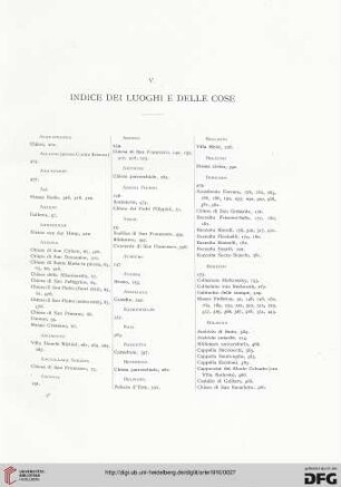 V. Indice dei luoghi e delle cose