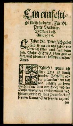 Ein einfeltige weise zu beten ...