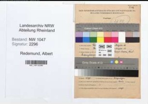 Entnazifizierung Albert Redemund , geb. 29.10.1894 (Polizist)