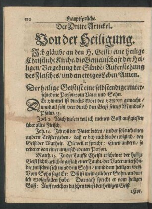 Der Dritte Artickel. Von der Heiligung.