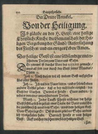 Der Dritte Artickel. Von der Heiligung.